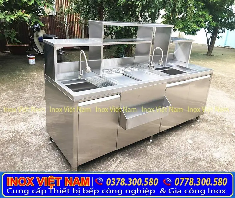 Quầy pha chế trà sữa inox