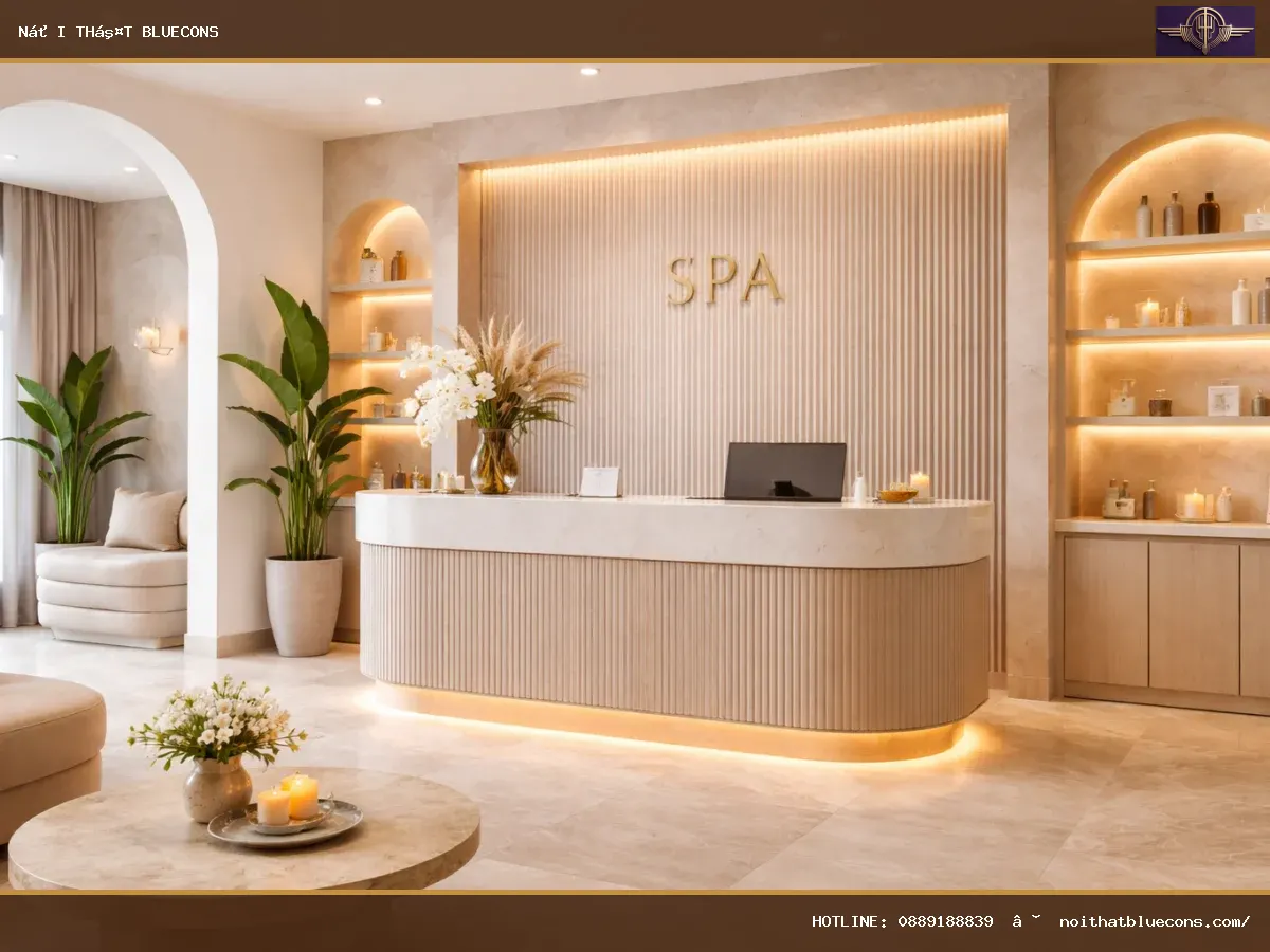 Quầy thu ngân spa sang trọng – ảnh minh họa Bluecons