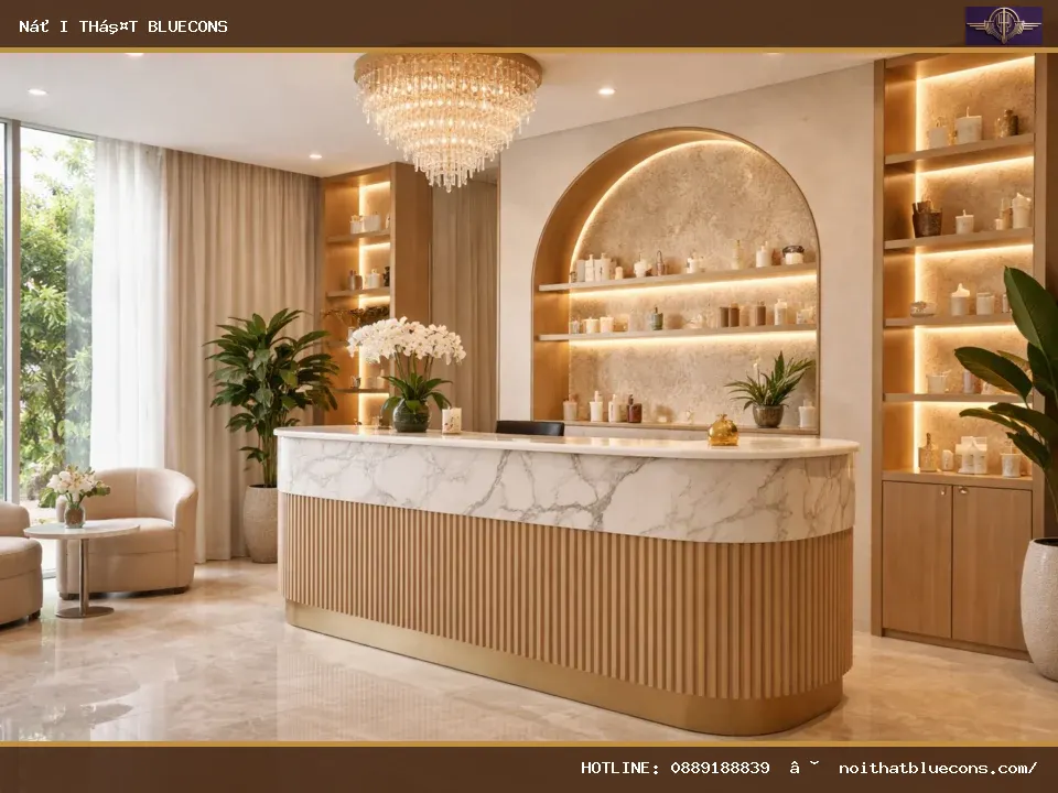 Quầy thu ngân spa sang trọng – ảnh minh họa Bluecons