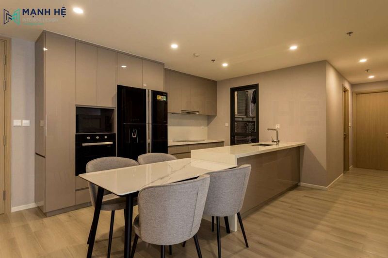 Thi công nội thất phòng khách liên bếp