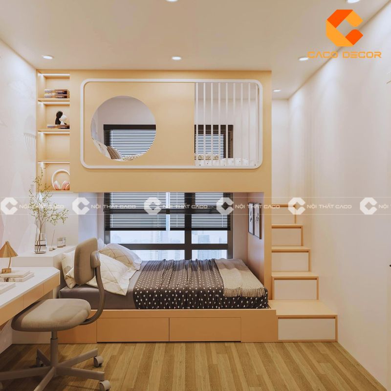 Thiết kế giường tầng đáng yêu và tiện dụng
