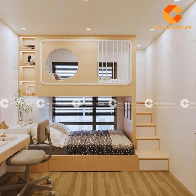 Thiết kế giường tầng đáng yêu và tiện dụng