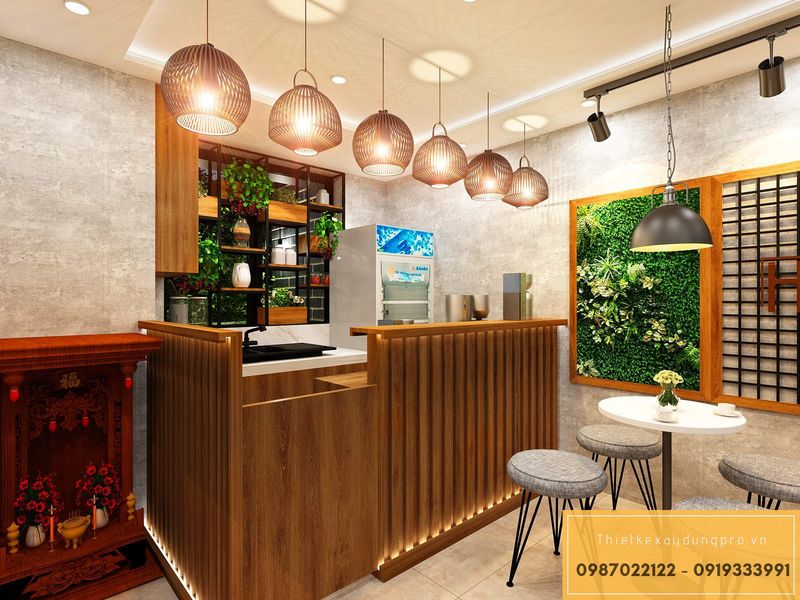Thiết kế nội thất quán trà sữa hiện đại