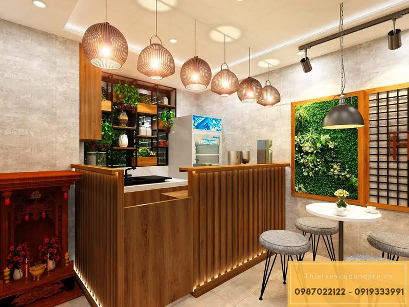 Thiết kế nội thất quán trà sữa hiện đại
