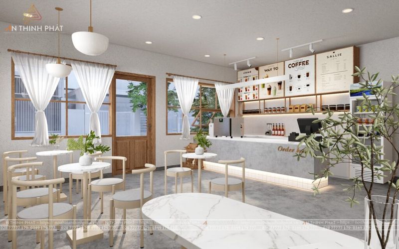 Thi Công Cafe Phong Cách Hàn Quốc 8 Không gian quán cafe Hàn Quốc với decor tối giản