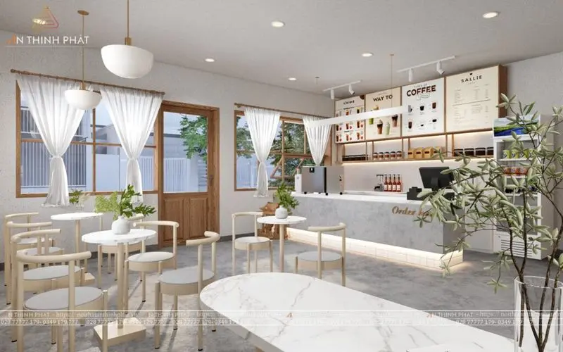 Không gian quán cafe Hàn Quốc với decor tối giản