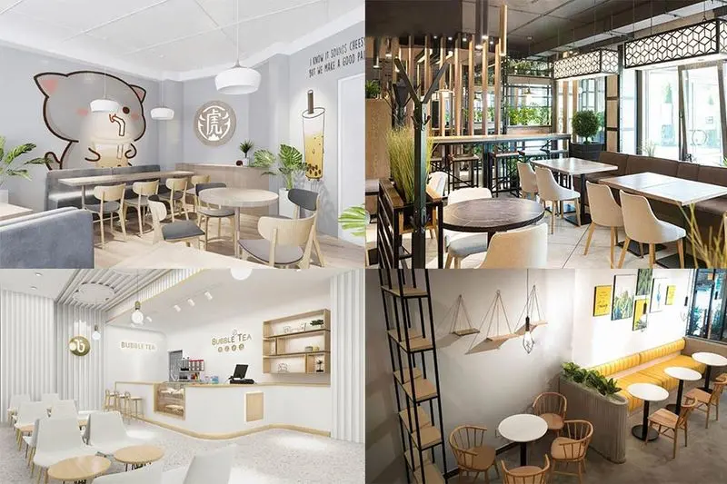 Quán trà sữa diện tích 30m2 đẹp mắt