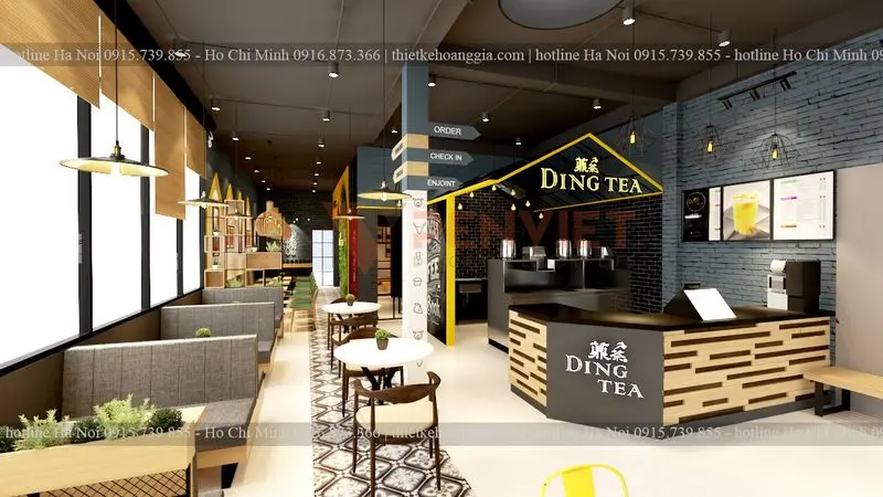 Thiết kế quán trà sữa 60m2