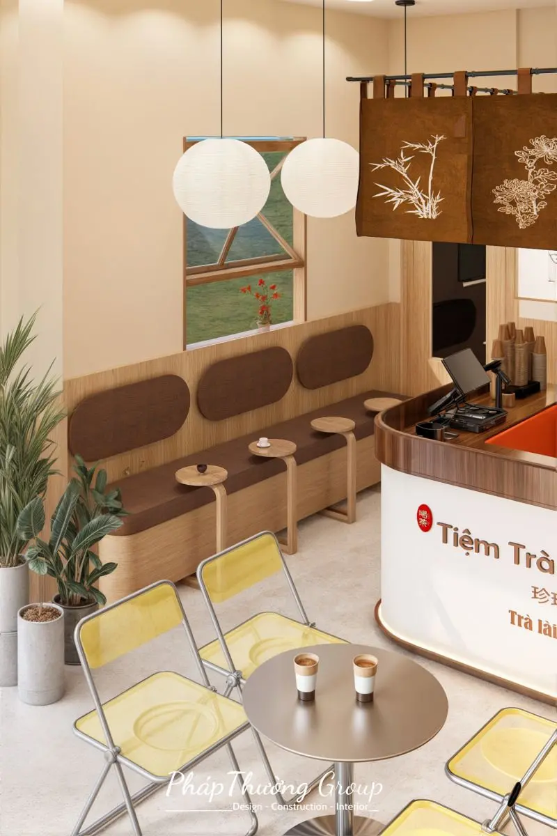 Thiết kế quán trà sữa vintage