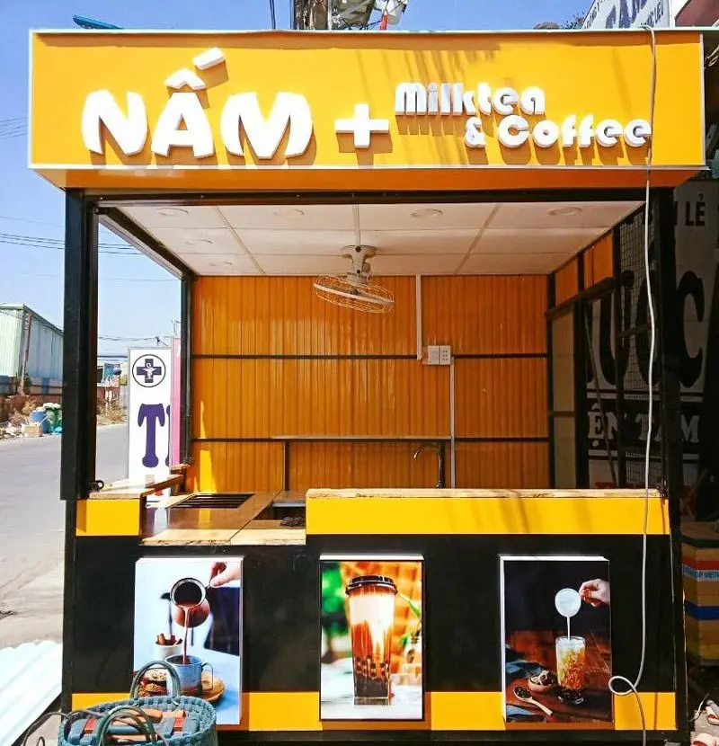 Thiết kế quán trà sữa takeaway theo phong cách tối giản