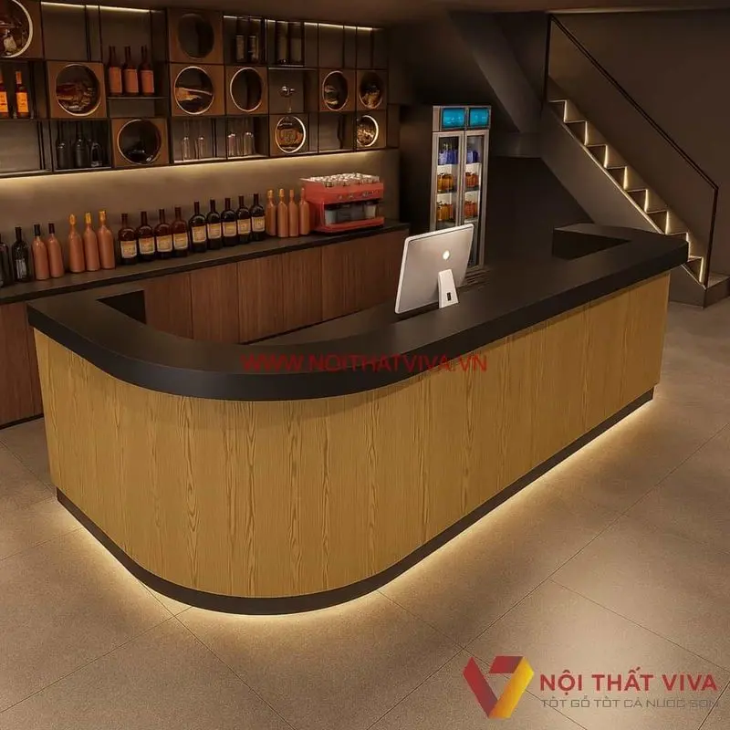 Thiết kế quầy bar gỗ công nghiệp hiện đại