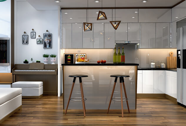 Quầy bar bằng kính hiện đại