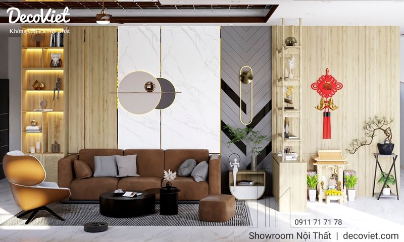 Thi Công Nội Thất Nhà Phố Đồng Nai 15 Không gian phòng khách sang trọng, tinh tế