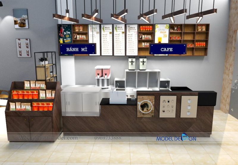 Thi công nội thất quán trà sữa nhỏ đẹp giá rẻ