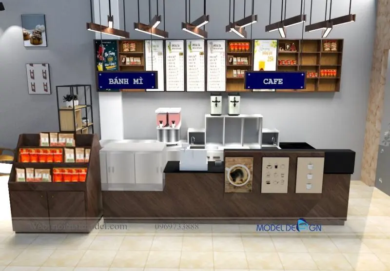 Nội thất quán trà sữa nhỏ