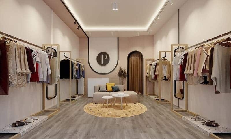 Thiết kế shop thời trang tối giản