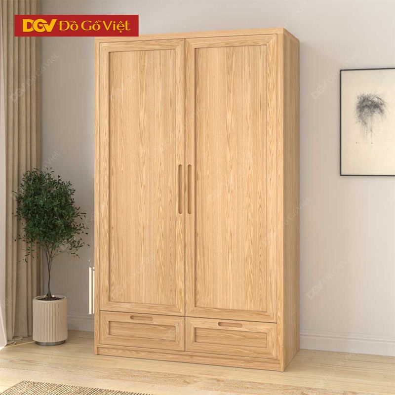 Tủ áo 2 cánh gỗ cao su vân sợi thiết kế nhỏ gọn đẹp