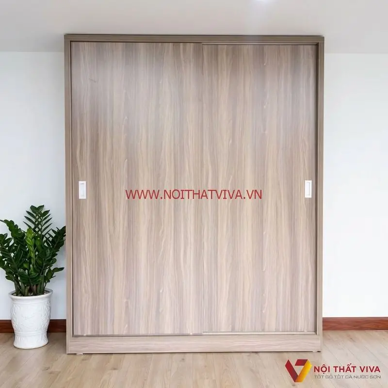 Tủ áo MDF phủ melamine màu xám vân sọc Viva cao cấp giá rẻ