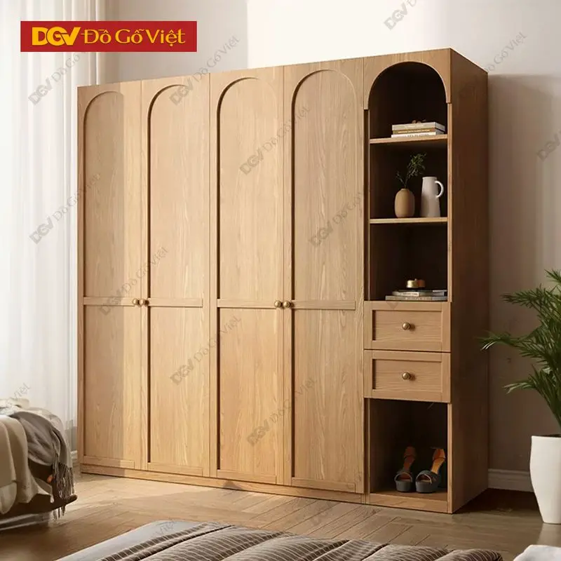 Tủ quần áo phong cách Bắc Âu màu trắng, tiết kiệm diện tích