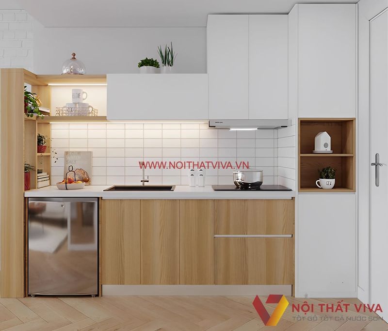 Tủ bếp mini màu vàng