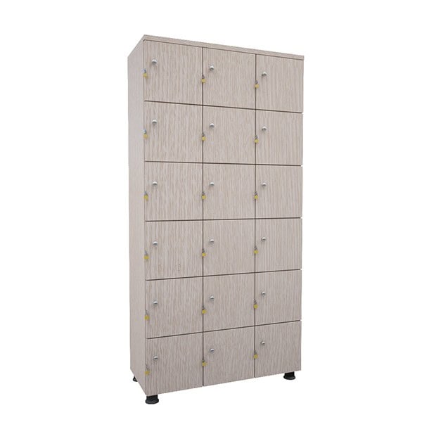 TUG18 | Tủ locker gỗ tai khóa ngoài | Tủ locker gỗ 18 ngăn