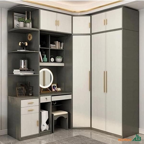 Tủ quần áo góc chữ L kiểu dáng nhỏ gọn phù hợp với mọi không gian