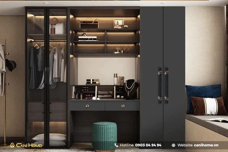 Tủ áo kết hợp bàn trang điểm phong cách hiện đại
