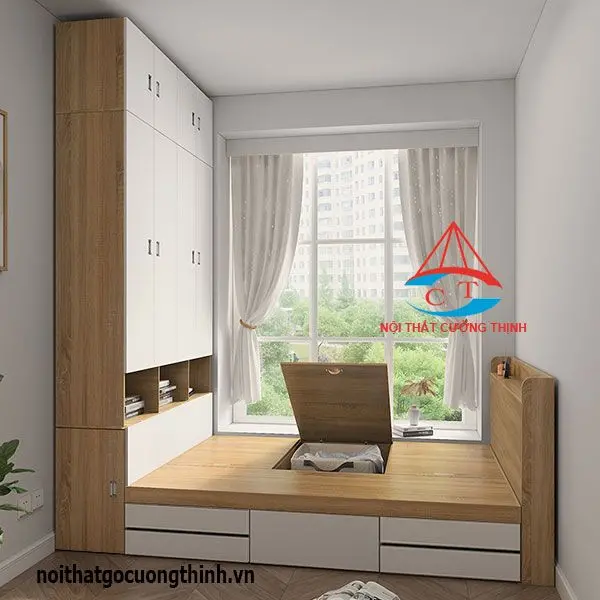Tủ quần áo kết hợp giường ngủ gỗ công nghiệp HDF
