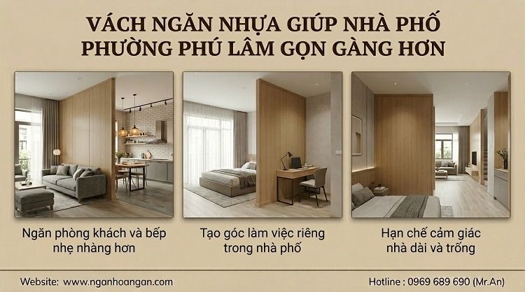 Thi Công Vách Ngăn Nhà Phố 15 Vách ngăn nhựa giúp nhà phố Phương Phú làm gọn gàng hơn