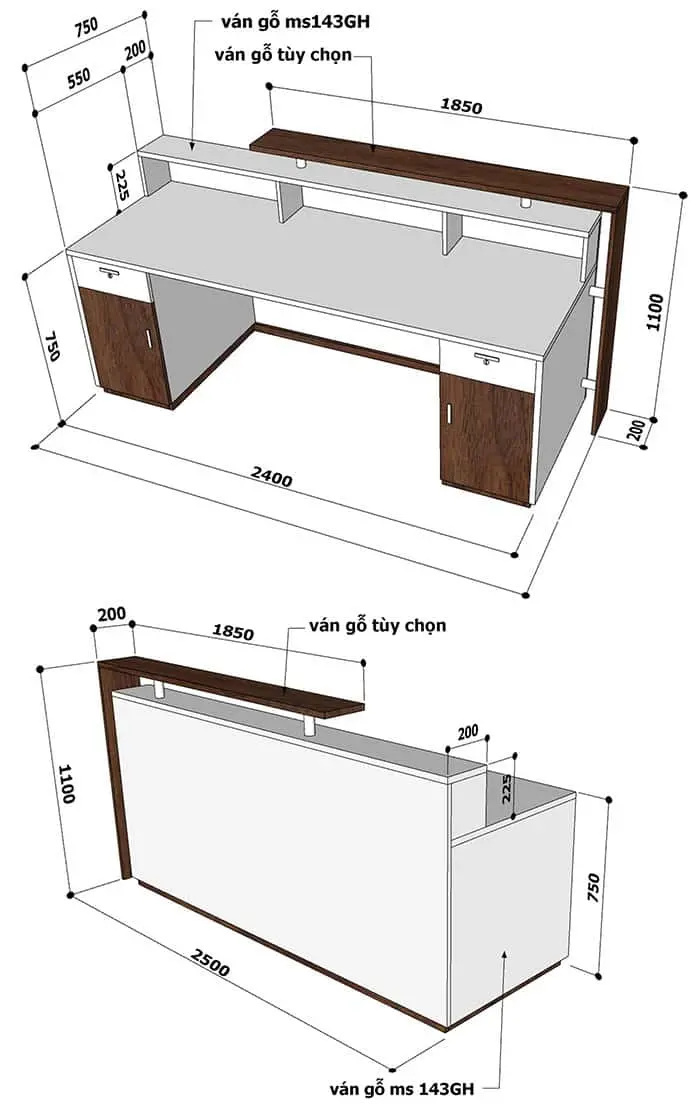 Quầy lễ tân với ánh sáng đẹp