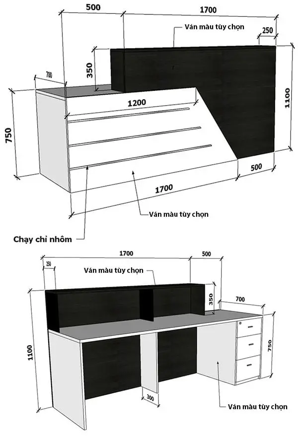 Mẫu quầy lễ tân hiện đại