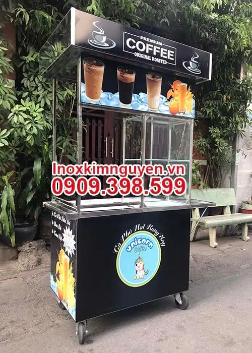 Xe bán cà phê inox