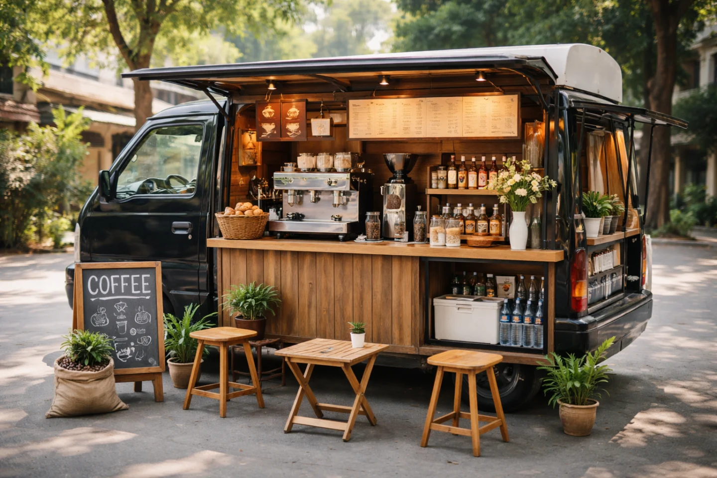 Xe cafe di động – ảnh minh họa Bluecons