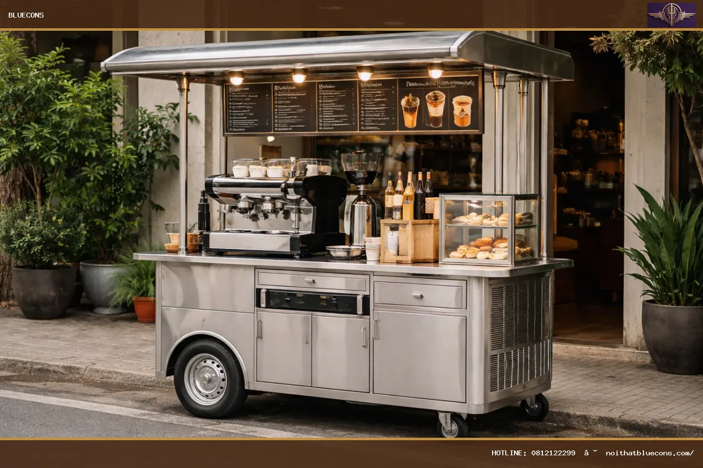 Xe cafe take away inox – ảnh minh họa Bluecons