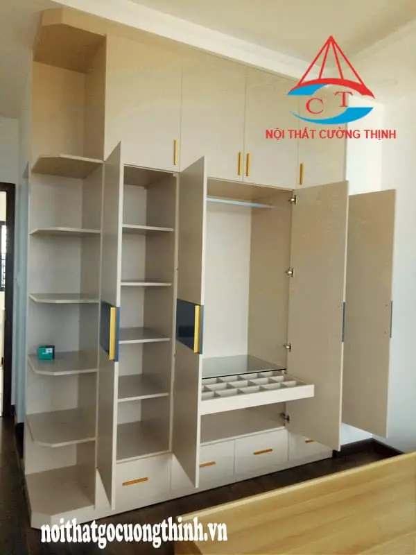 Mẫu tủ quần áo hiện đại bằng gỗ melamine