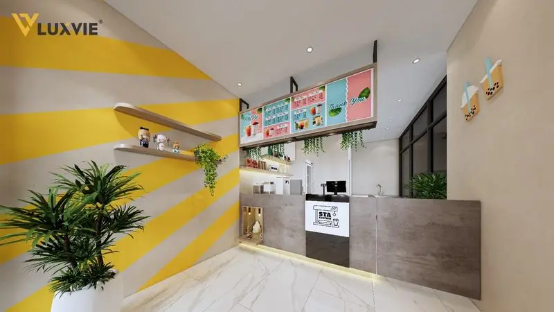 Không gian quán trà sữa takeaway sang trọng